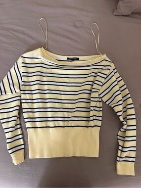 Forever 21 yellow stripped off the shoulder sweater